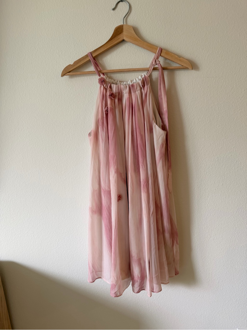 Zimmerman Pink Watercolor Tie-Shoulder With Pink Flowers Mini Dress